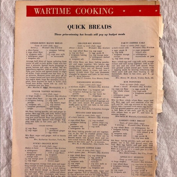 ! 1 Page/2 Sides from Aug 1944 Woman's Day Magazine, Ipana Ad, Wartime Cooking - Picture 3 of 6